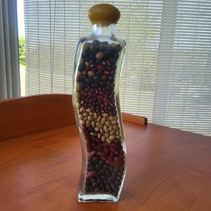 Vintage Wavy Glass Jar Filled With Beans